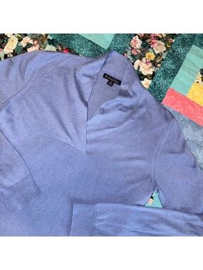 Brooks Brothers $168 70% Silk 30% Cashmere Womans S Shawl Collar V-Neck Sweater